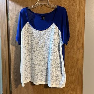 White Lace front navy back top from Torrid size 3